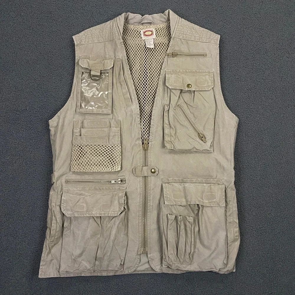 Vintage Banana Republic Safari Vest Mens Medium Khaki Hunt Bush Photographer Tan